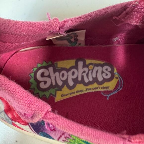 Shopkins Slip On Sneakers Girls 12 Pink Play Shoes Casual Canvas No tie Spring - Picture 5 of 8